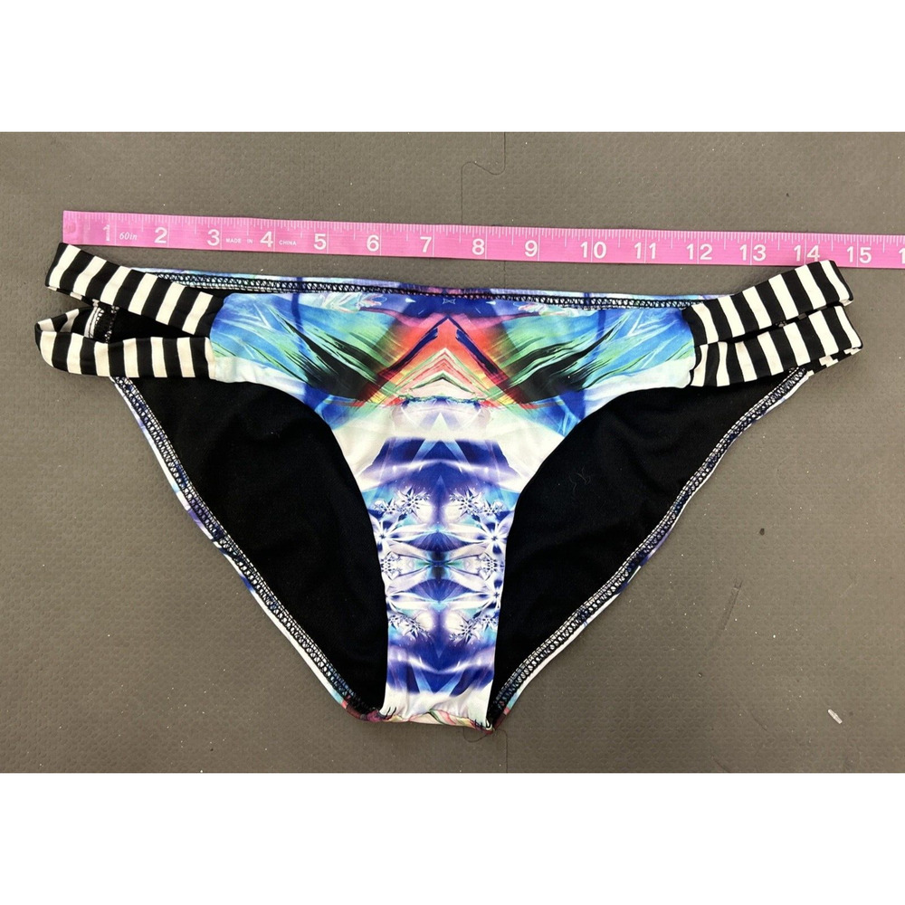 Hurley Women's Swimsuit Two Piece Bikini Black & White Bandeau Top & Bottoms Med - Picture 11 of 16